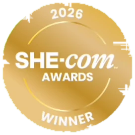 SHE-com Awards 2026 badge