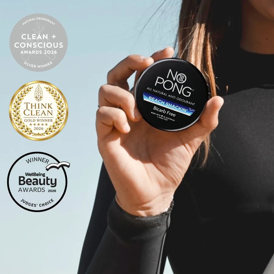 Beach Shackin' Bicarb Free with the Clean + Conscious Silver, Think Clean Gold and WellBeing Judges' Choice badges