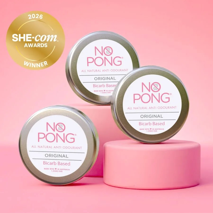 Original Bicarb Based tins with the SHE-com Awards 2026 Winner badge